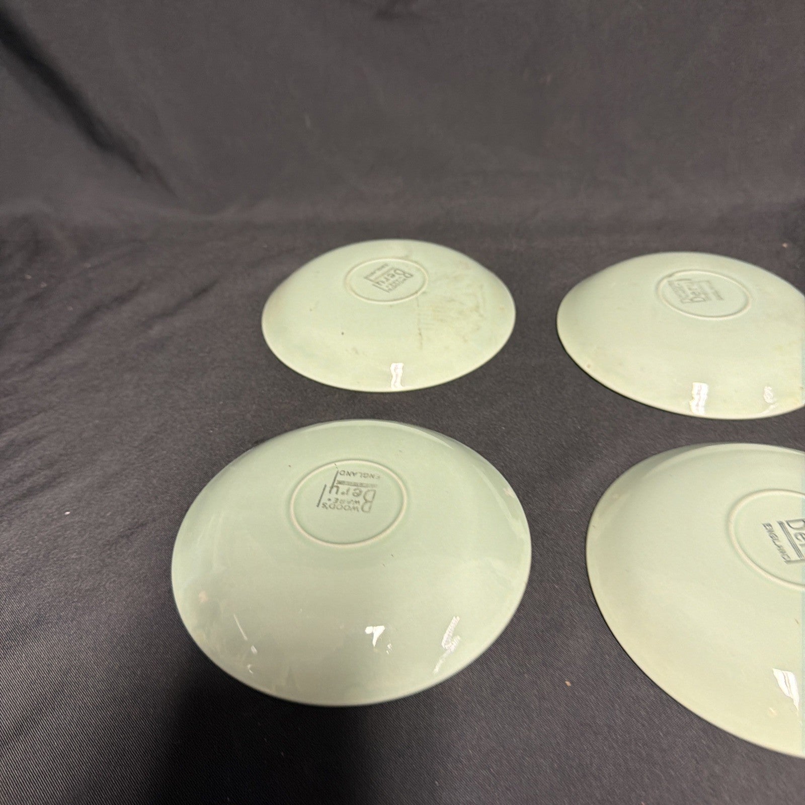Wood's Ware Beryl Utility Green 1940's Ceramic Tea Saucer x 6 - (1919) 