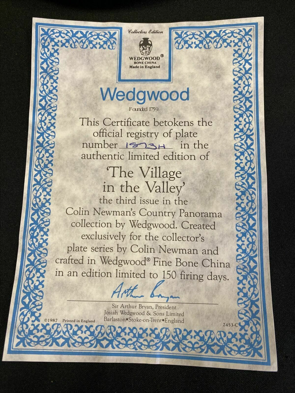 Wedgwood 1988 Collector plates x2 Meandering Stream + Village in Valley (7827