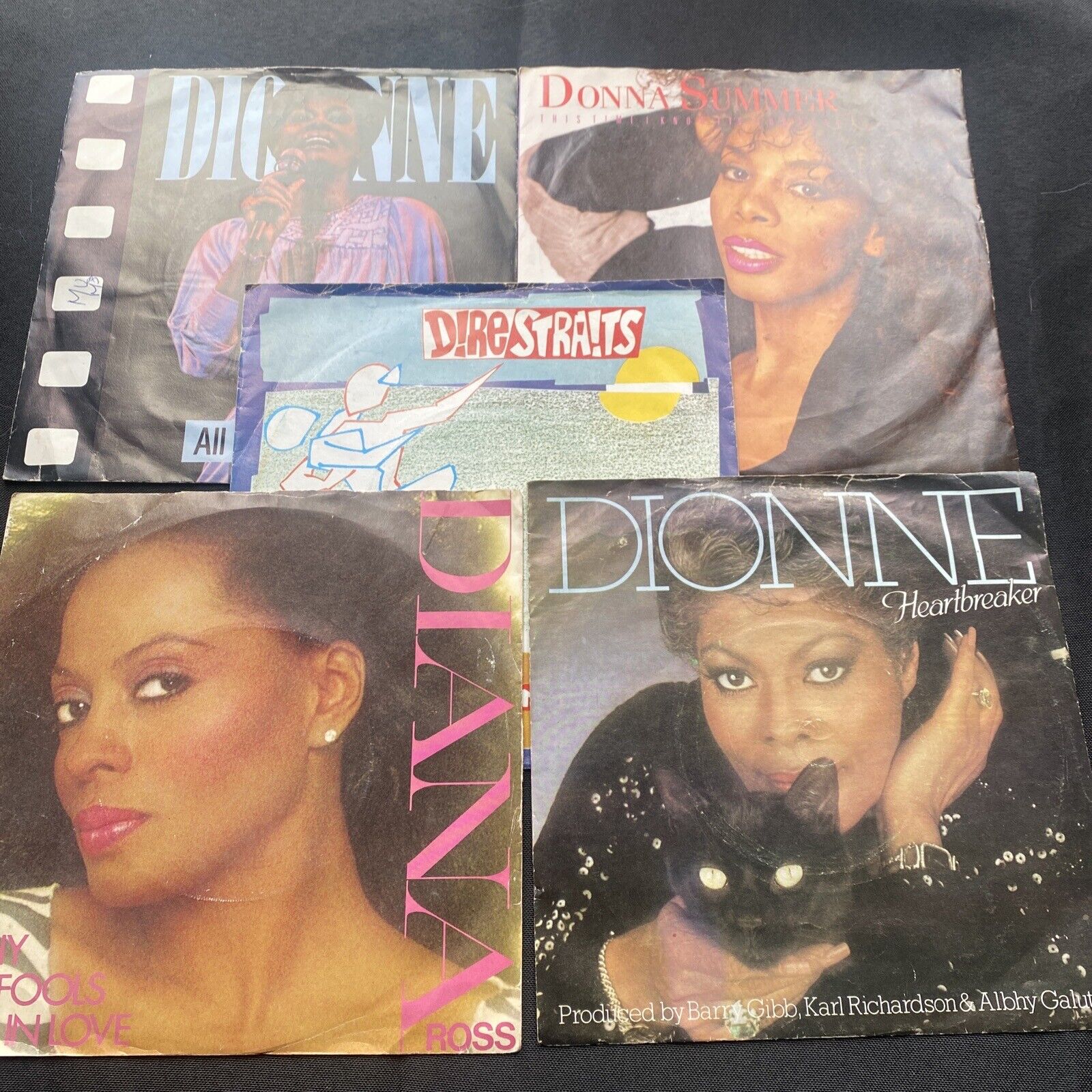 Vinyl Records 7" Singles 5x 80's Diana Ross, Dionne, Dire Straits, Donna - 9448