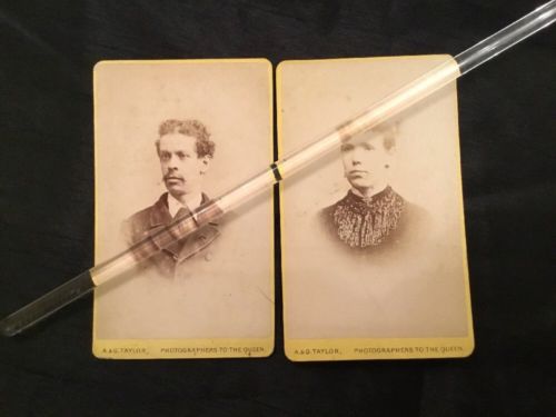 Victorian CDV Cabinet Photo -1870’s A&G Taylor LONDON X 2 Husband & Wife (2316)