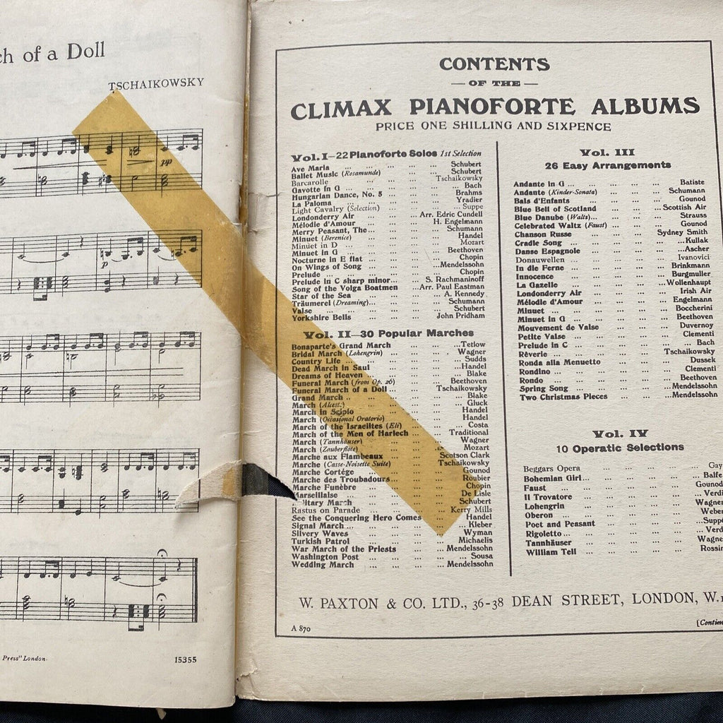 Piano Music Book 1930 The Climax Albums for Pianoforte Paxton London - (9566