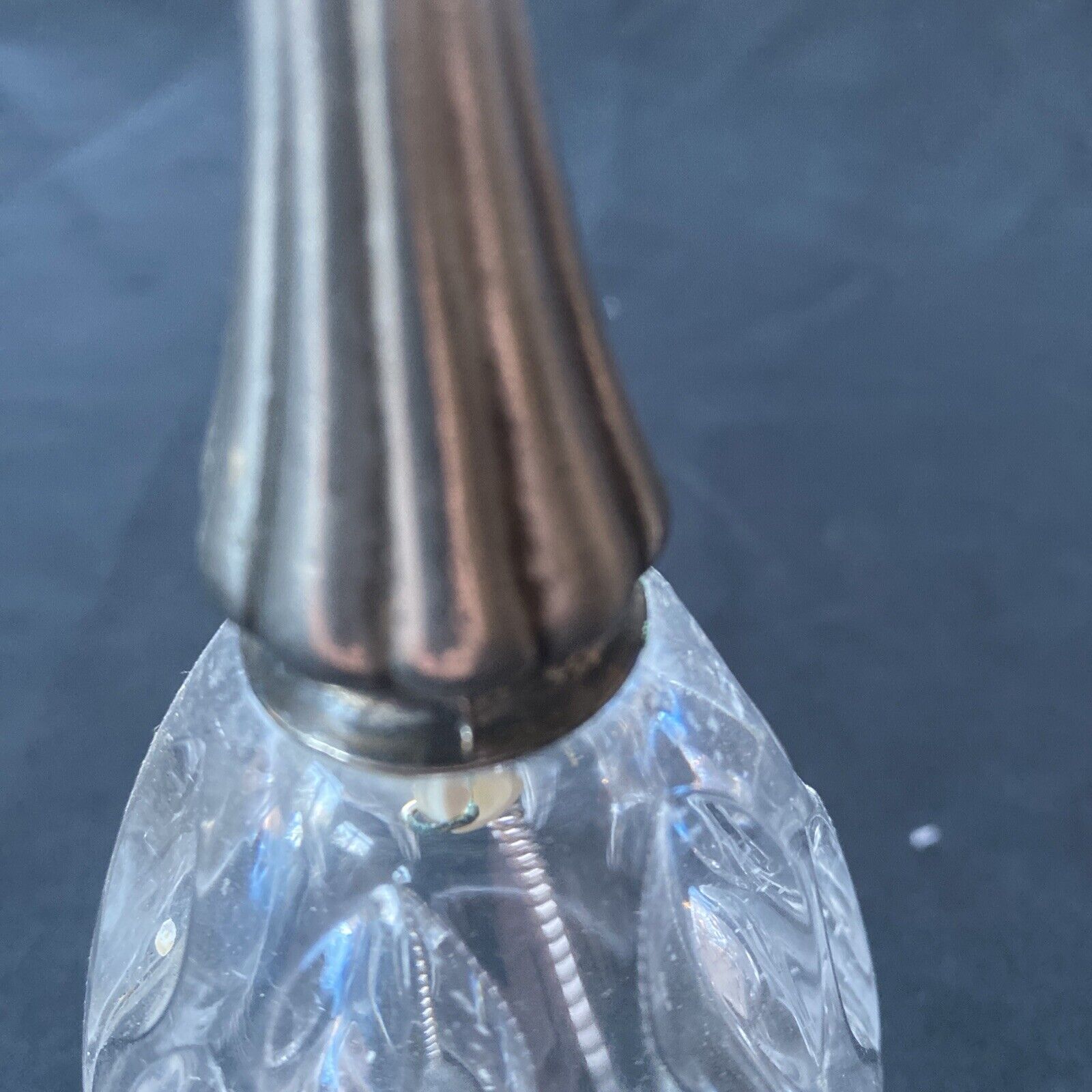 Vintage two crystal bells, one with pewter top - (9622)