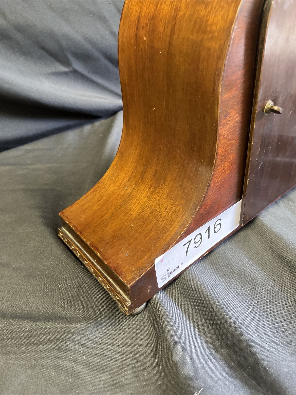 Edwardian Inlaid Mahogany Napoleon Hat Style Mantle Clock Working - (7916)