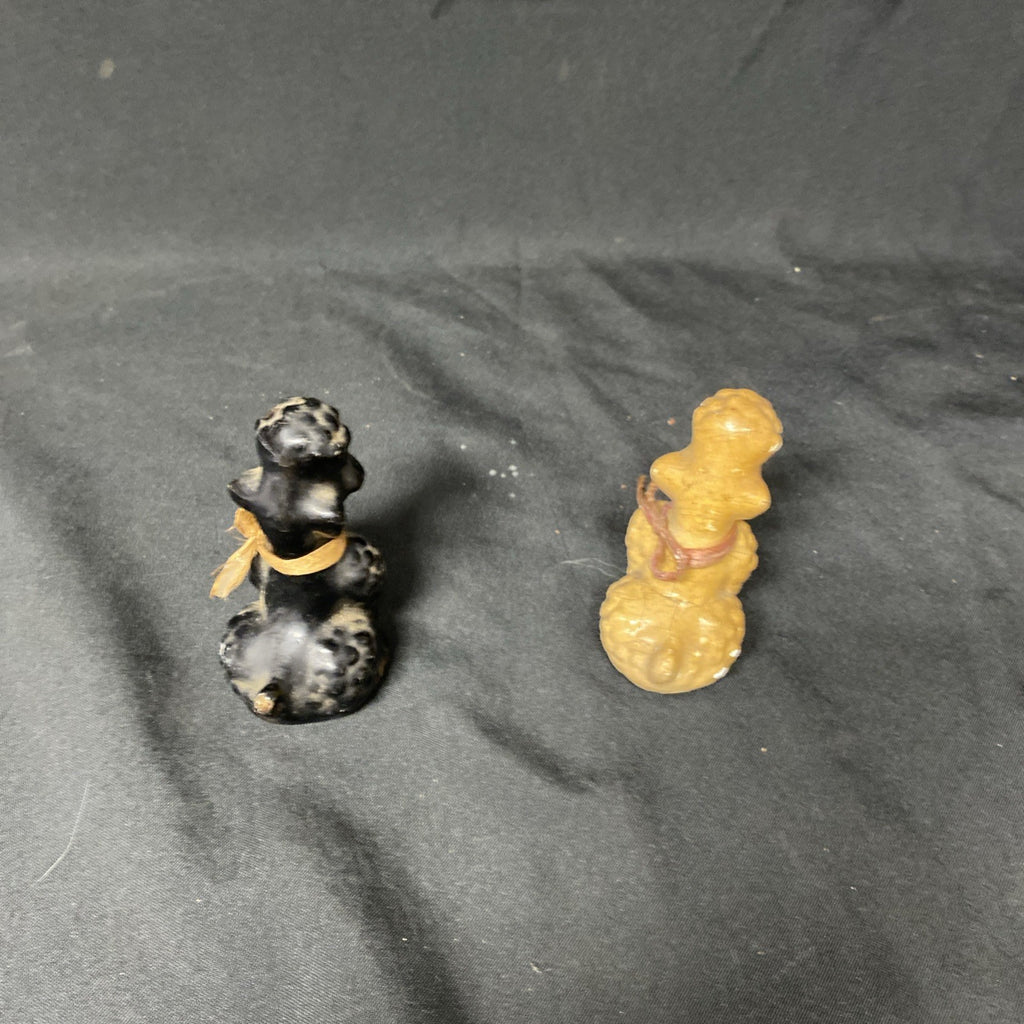Vintage 1950's Chalkware Dogs / Poodles Pair Cream and Black - (1448)