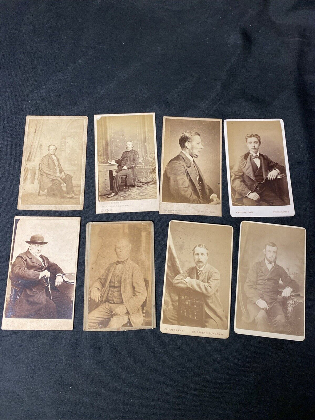 Victorian Carte De Vista CDV's x 8 Features Gentlemen Seated London - (5443)