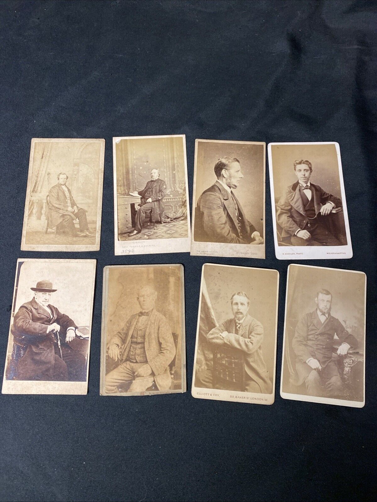 Victorian Carte De Vista CDV's x 8 Features Gentlemen Seated London - (5443)
