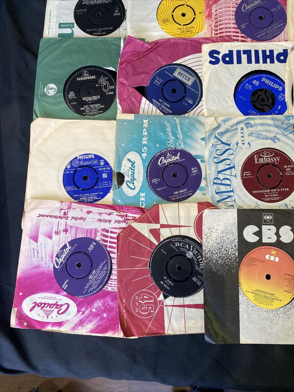 Vintage 1960's to 80's 7" Singles x 21 Acker Bilk Petula Clark Elvis + More (8365