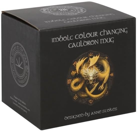 Mug Boxed Ceramic Black Imbolc Dragon Cauldron Mug by Anne Stokes