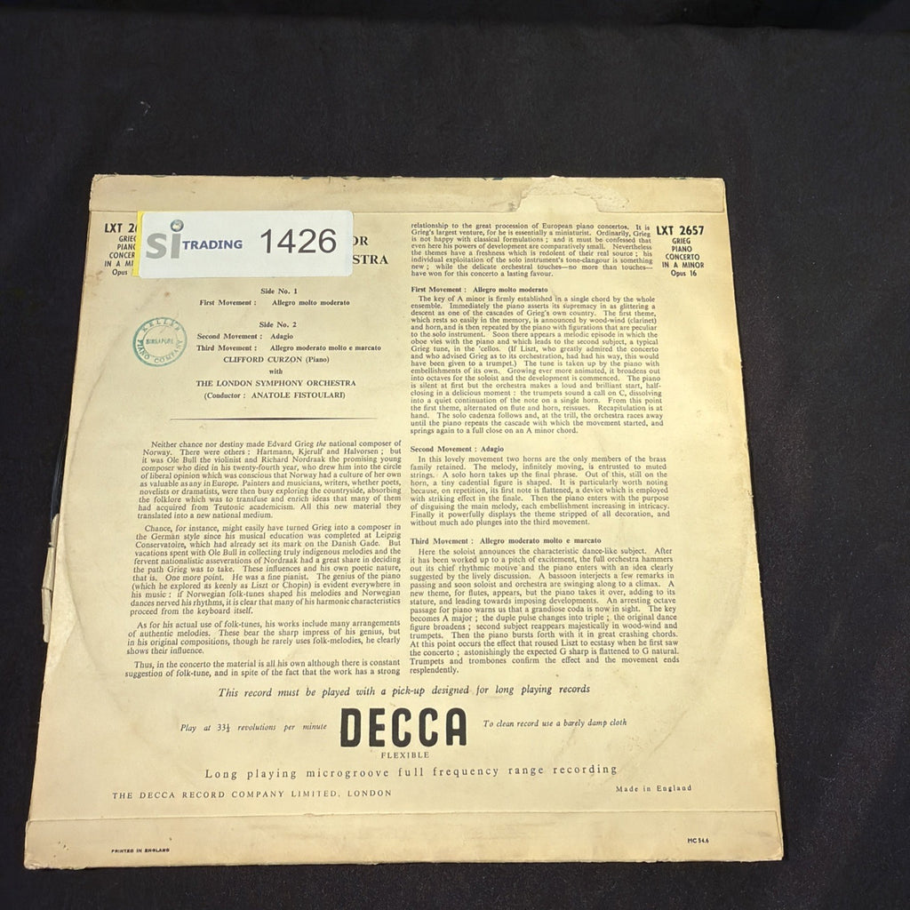 VINYL RECORD - The London Symphoney Orchestra Grieg Opus 16 - (1426)