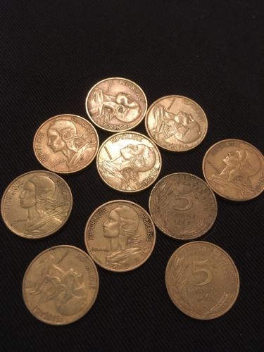 France 5 Centimes Coins Marianne x 10 - All 1960's - (2752)