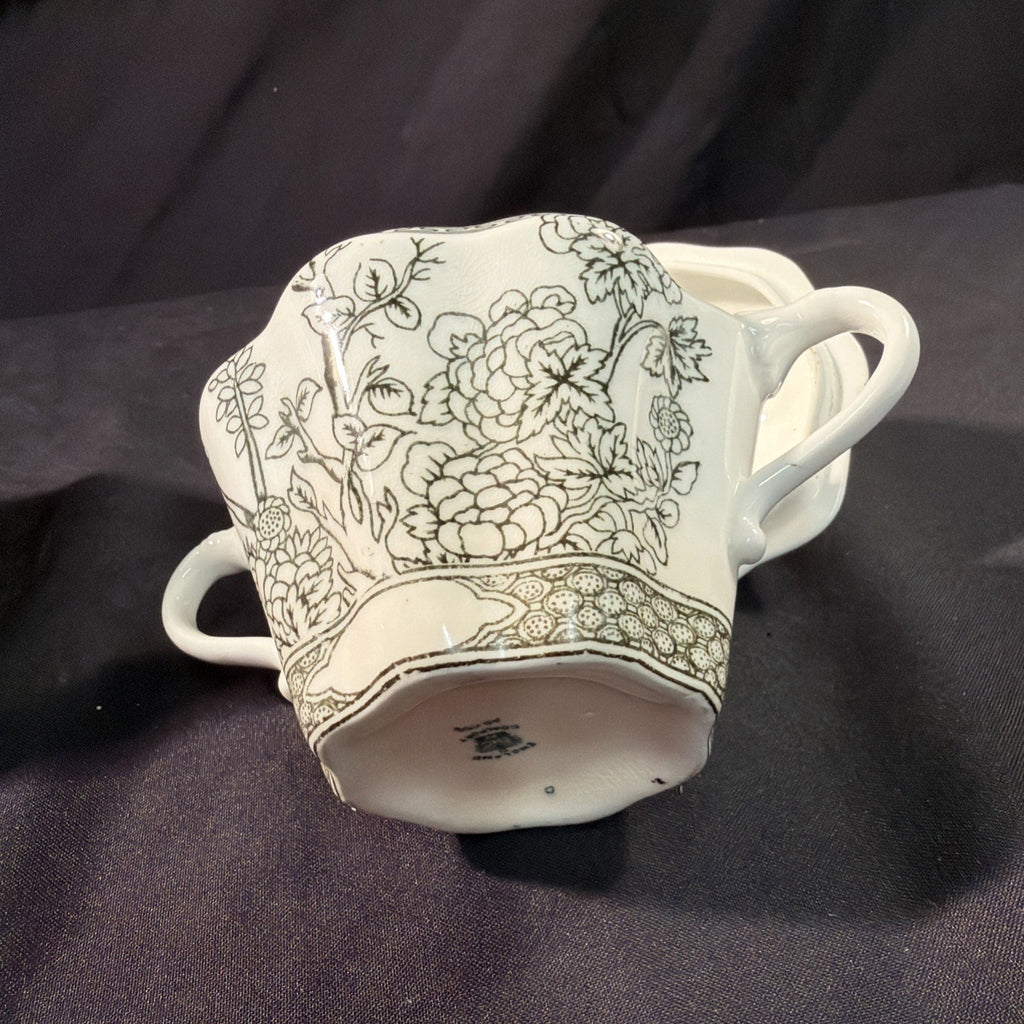 Coalport 1930's Black & White Indian Tree Teapot and Sugar Bowl - (2049)