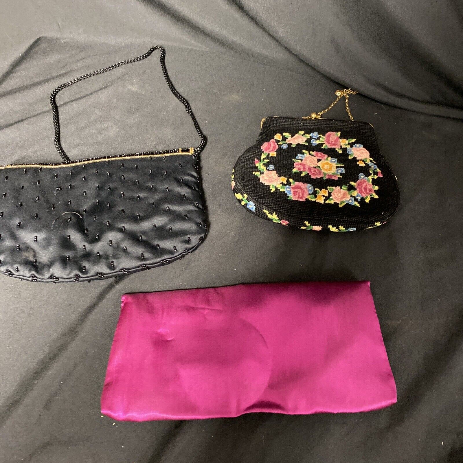 Antique Tapastry and Brass Handbag + Alexon and Avon Vintage bags - (9149)