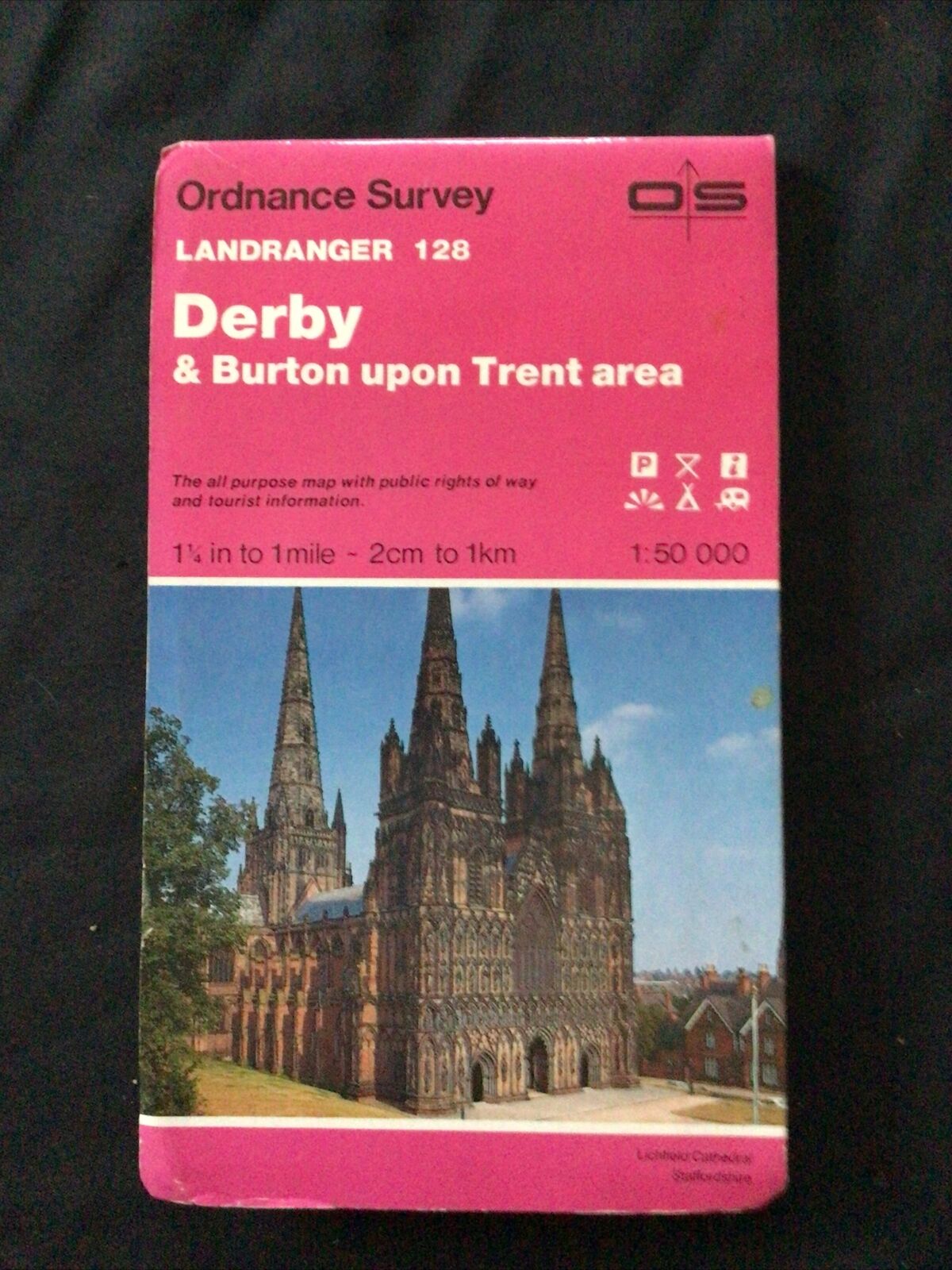 MAP - Ordnance Survey 2cm-1km '87 Landranger#128 Derby Burton upon Trent (8674