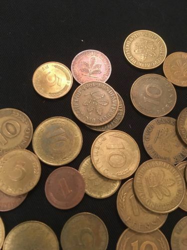 Germany 10 / 5 / 2 / 1 Pfennig coins x 37 - 1949 to 1980 - (2808)