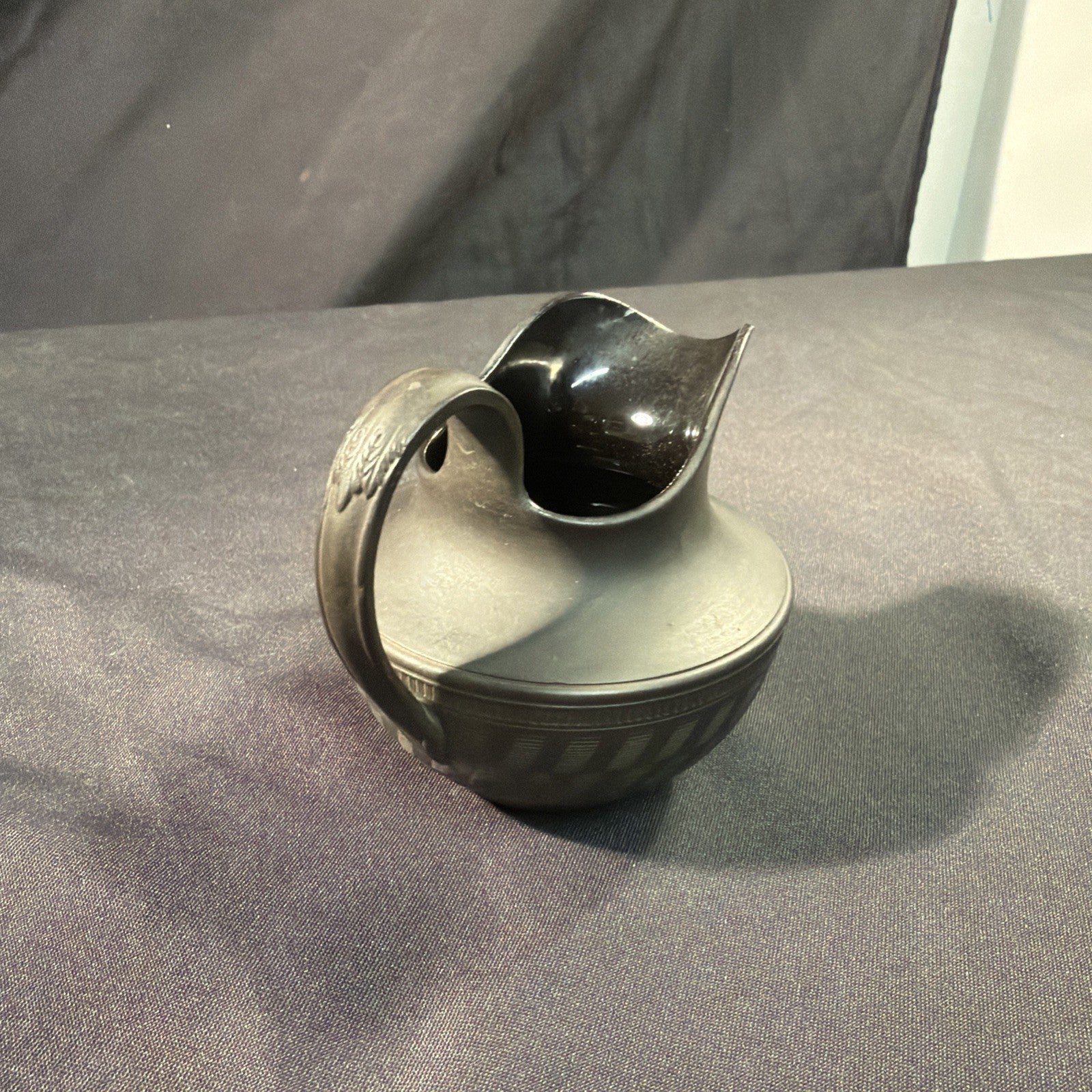 Vintage Black Basalt Jug / Creamer 9cm tall Wedgwood? - (1981)