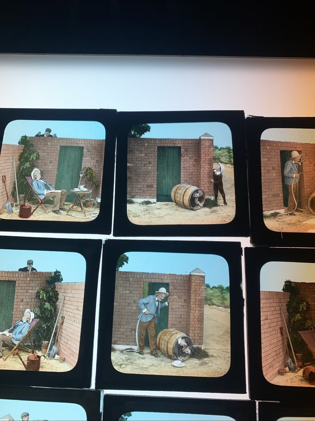 Magic Lantern Victorian Glass Square Handpainted Story x 12 Slides (1060)