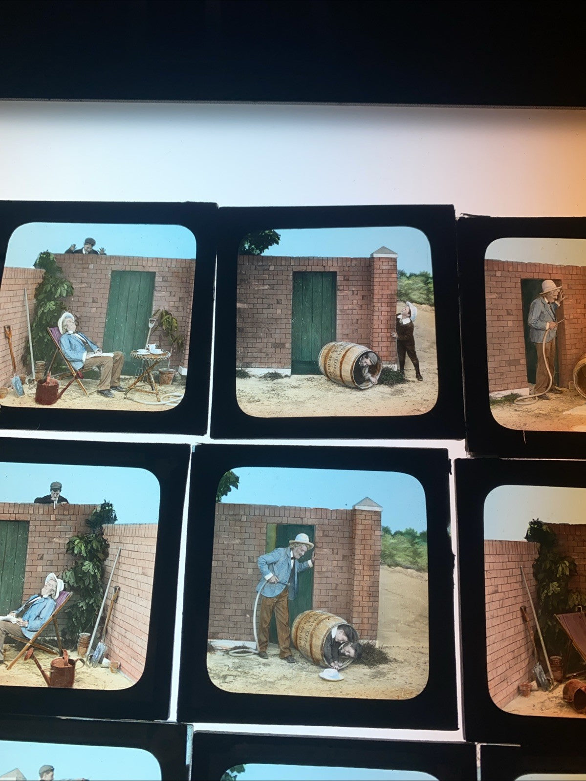 Magic Lantern Victorian Glass Square Handpainted Story x 12 Slides (1060)