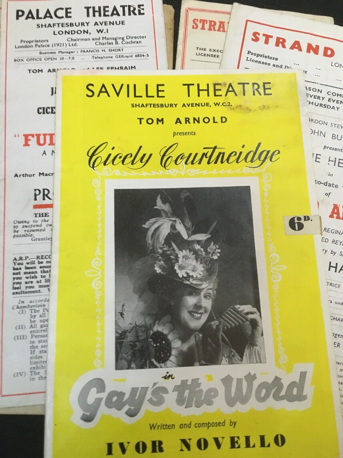 The Strand The Palace The Saville Theatre London Programmes 1940's x 5 - (2949)