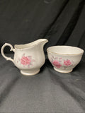 Duchess Fine China Pink Rose Sugar Bowl and Milk Creamer  - (1591)