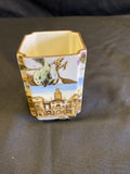 Antique Square Pot with The Horseguards & Albert memorial painted & Gilt (7717)