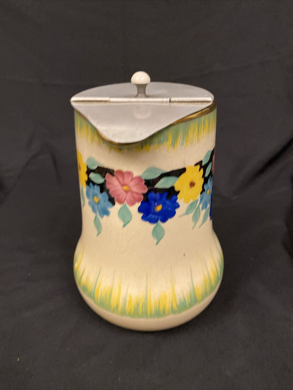 Vintage Hanley & Sons Pottery jug 1930's with weighted Aluminium lid - (8470)