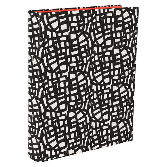 4 x Folder Ring Bound - A4 Black Marker Design Ring Binder Paperchase - (8439)