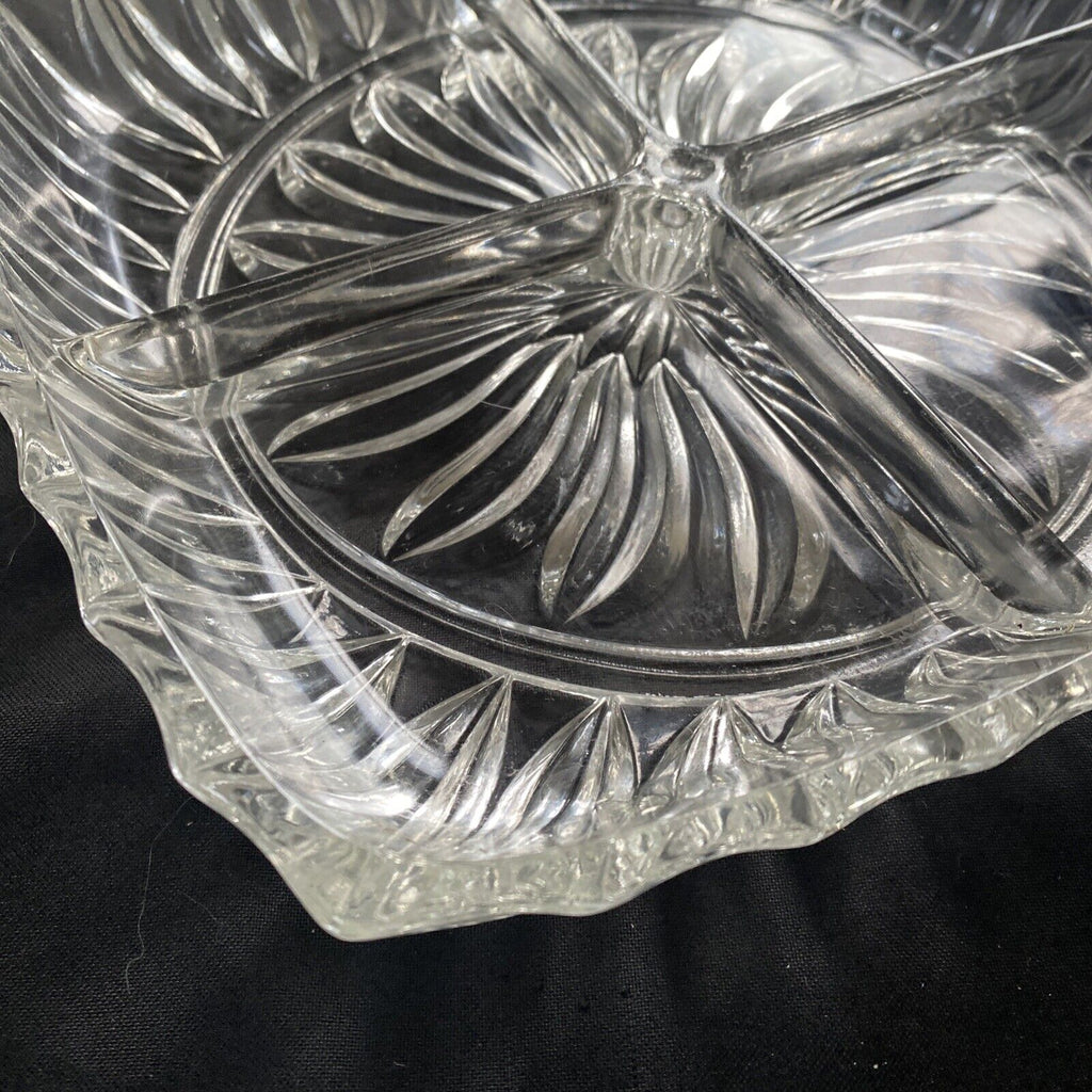 Vintage Heavy Cut Glass Serving dip snack nibbles dish - 9354