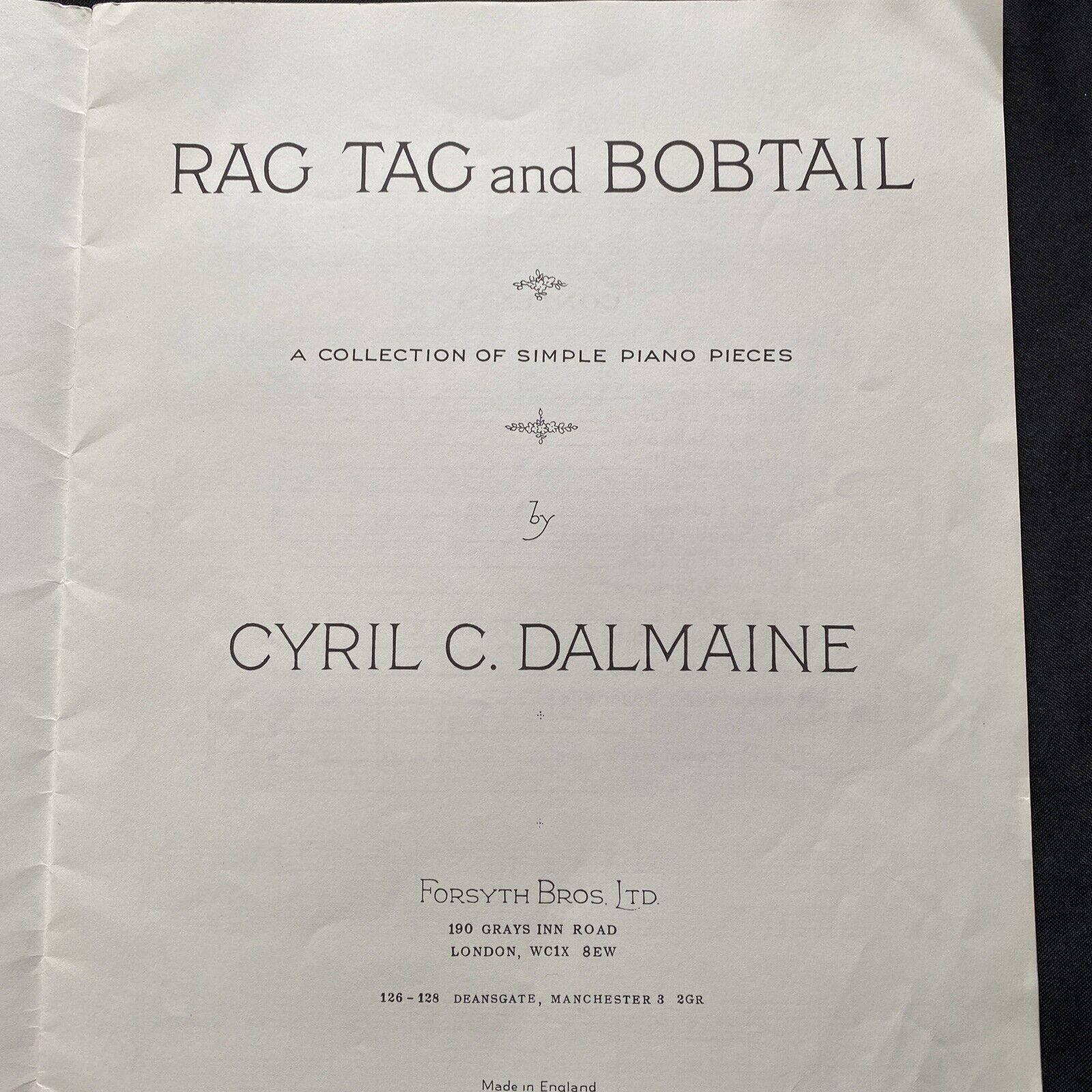Piano Music Book 1935 Rag Tag and Bobtail , Forsyth - (9586)