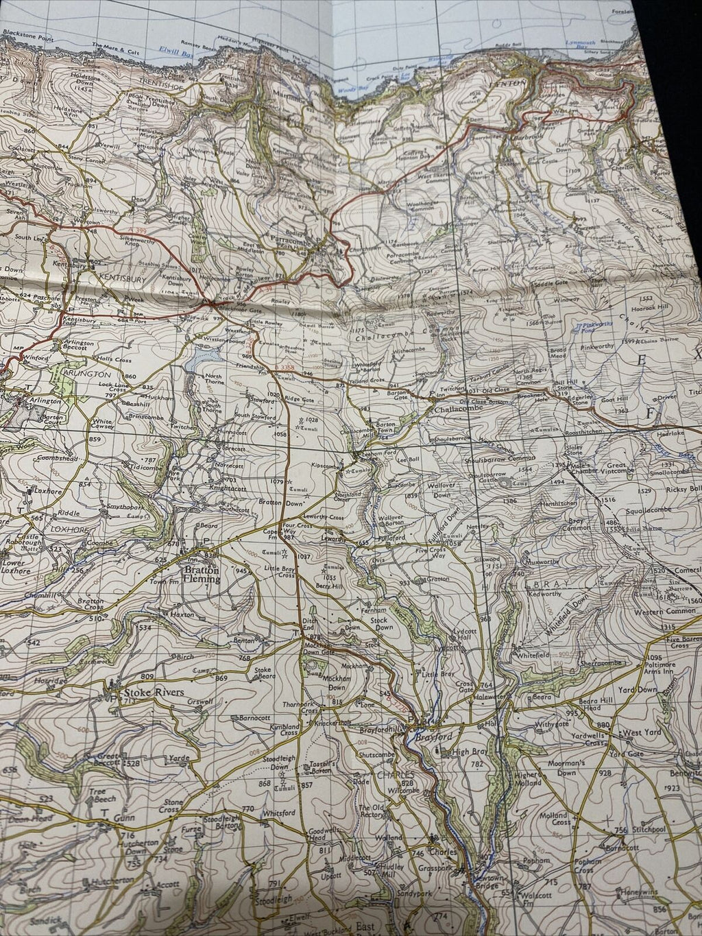 MAP - Ordnance Survey 1 inch 7th Series 1968 - Barnstaple CLOTH #163 (8680)