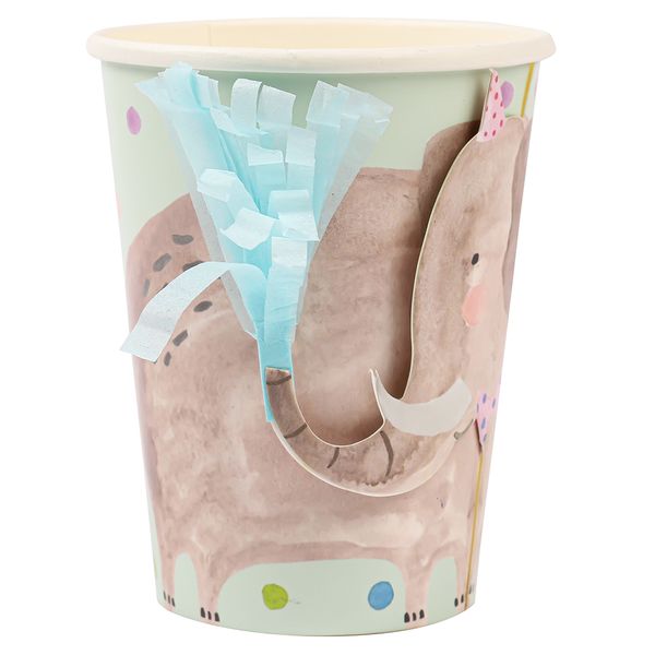 BULK BUY 10 x Paper cup x 8 Elephant Cup with tassel trunk - Paperchase