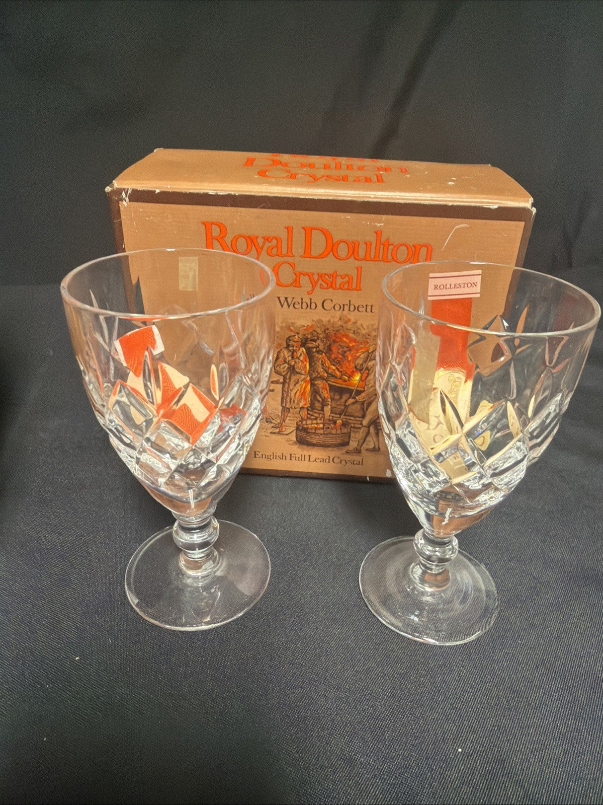Royal Doulton Webb Corbett "Rolleston" Sherry Glasses 11cm tall x 4 in Boxs (1891)