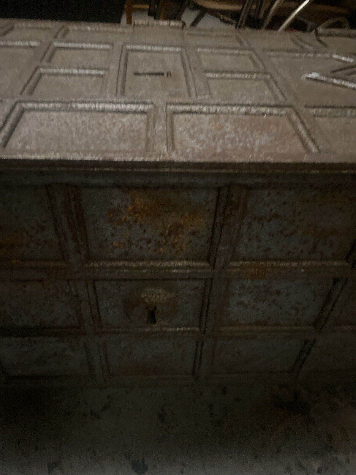 Antique Victorian Safe Metal Strongbox Ornate Rare Piece - (5056)