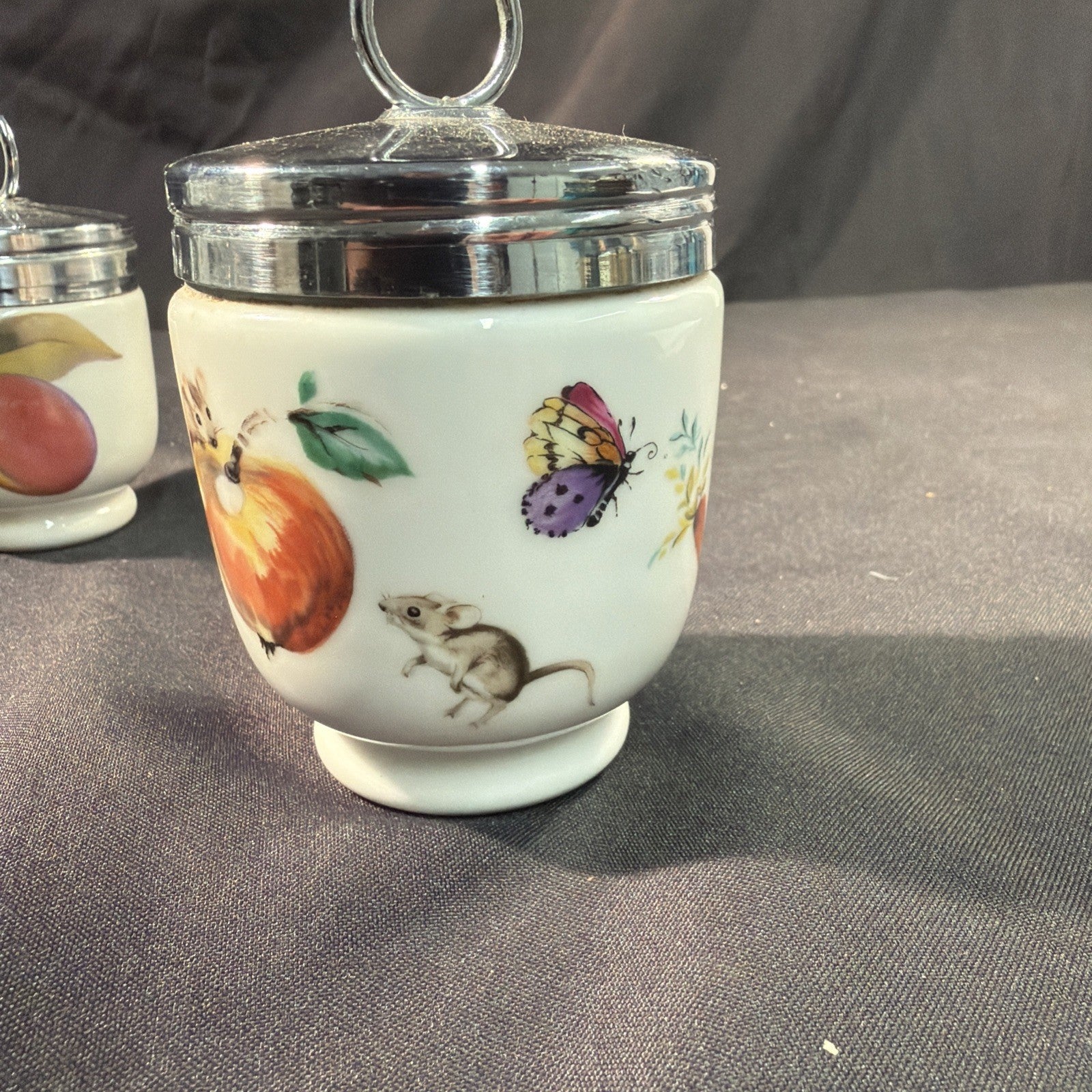 Royal Worcester Egg Coddler A Skippety Tale 4" and Berry 3.5" - (2091)