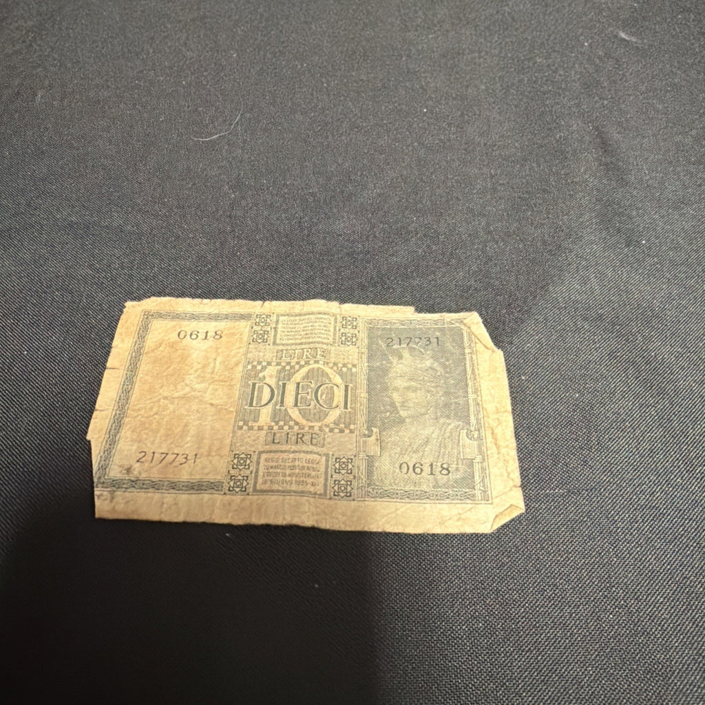 Bank Note Antique Regno D'Italia 10 Dieci Lire Cinque 1939 Circulated - (2306)