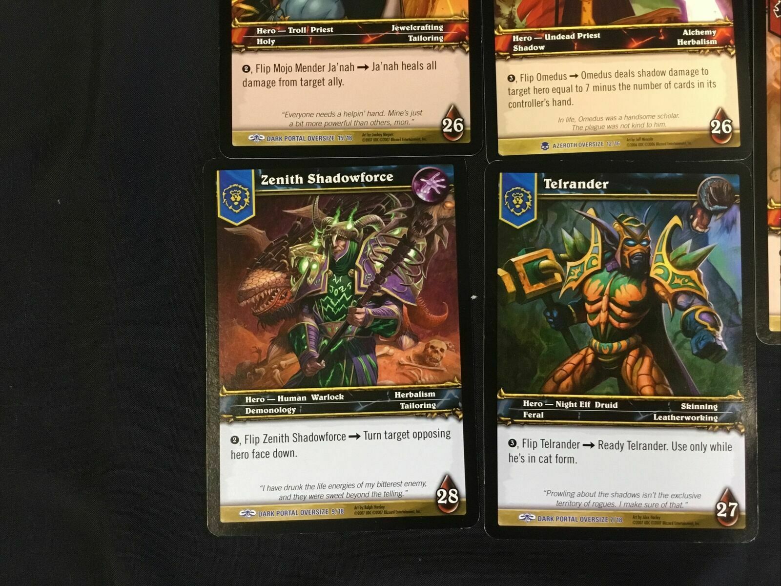 WOW World of Warcraft Oversize cards job lot Zenith, Telrander, Ja'nah, Omedus, Aleyah - (7308)