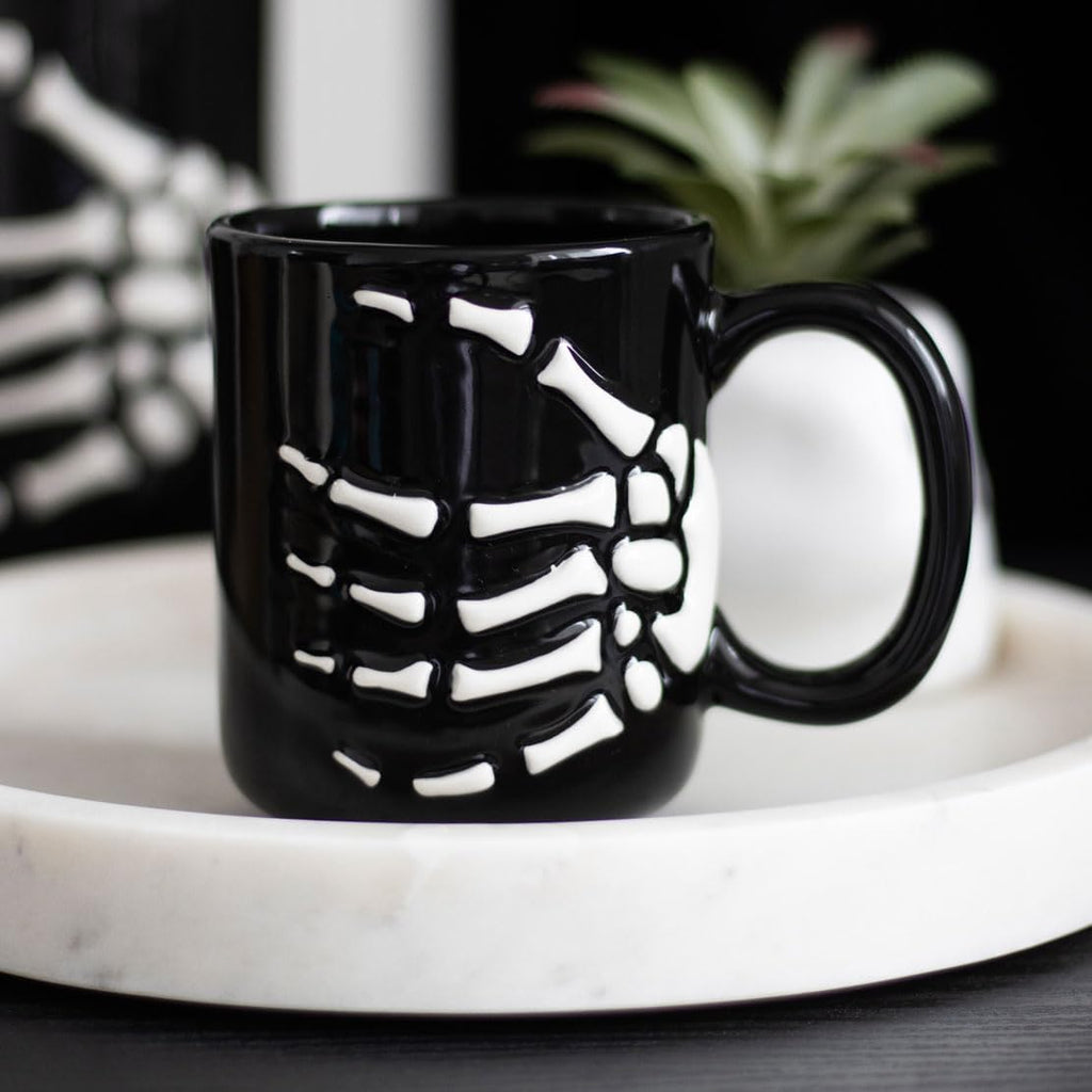 Mug Ceramic Boxed - Skeleton Hand, Creepy coffee / tea mug