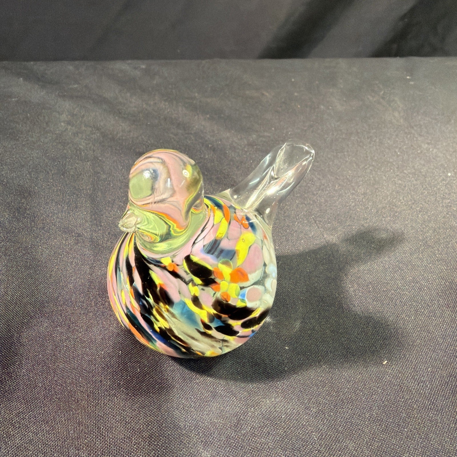 Murano Bird Paperweight  9cm coloured glass Vintage - (2080)