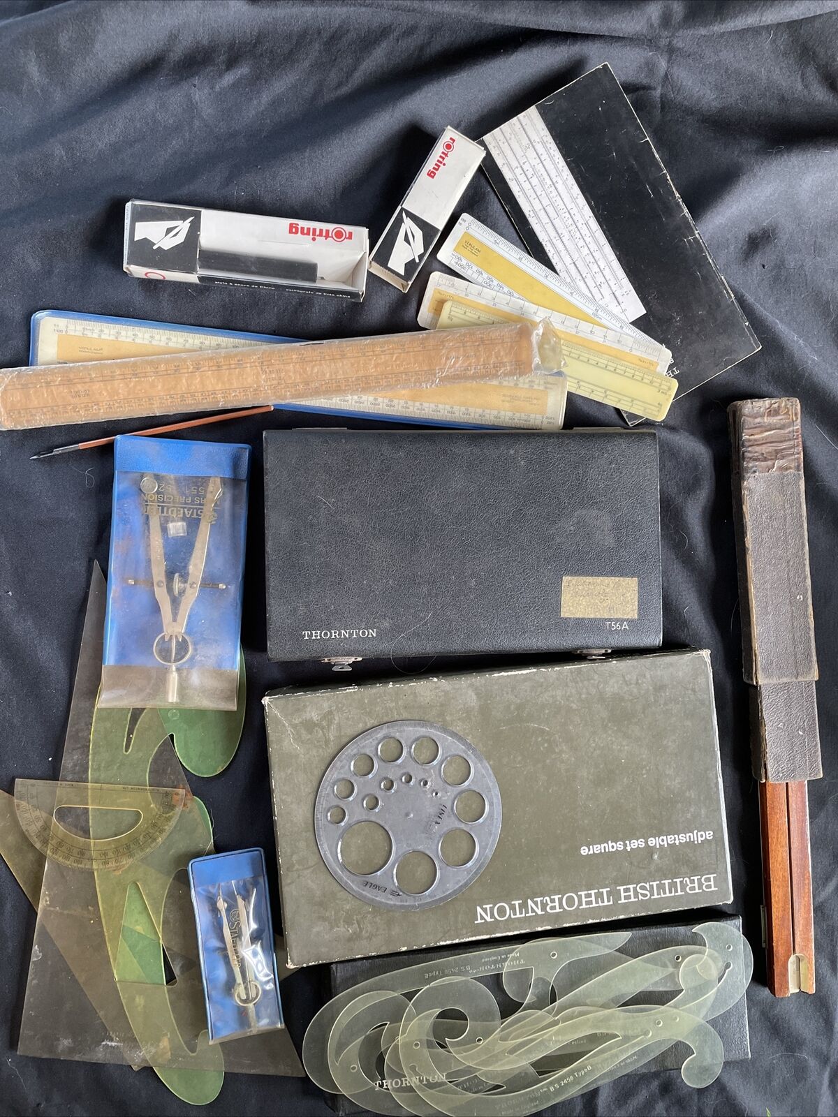 Vintage British Thornton Drawing Instruments Slide Rule etc Job Lot - 9390