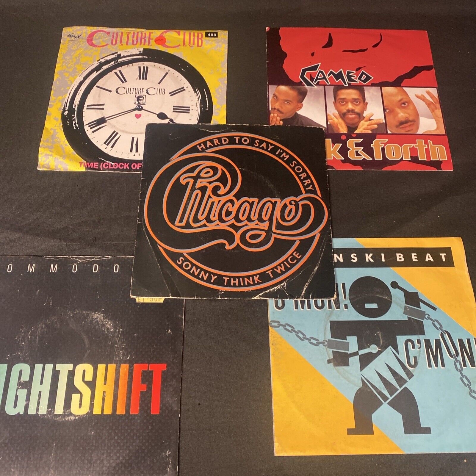 Vinyl Records 7" Singles 5 x 1980's Chicago Bronski Beat Commodores Etc -(9520