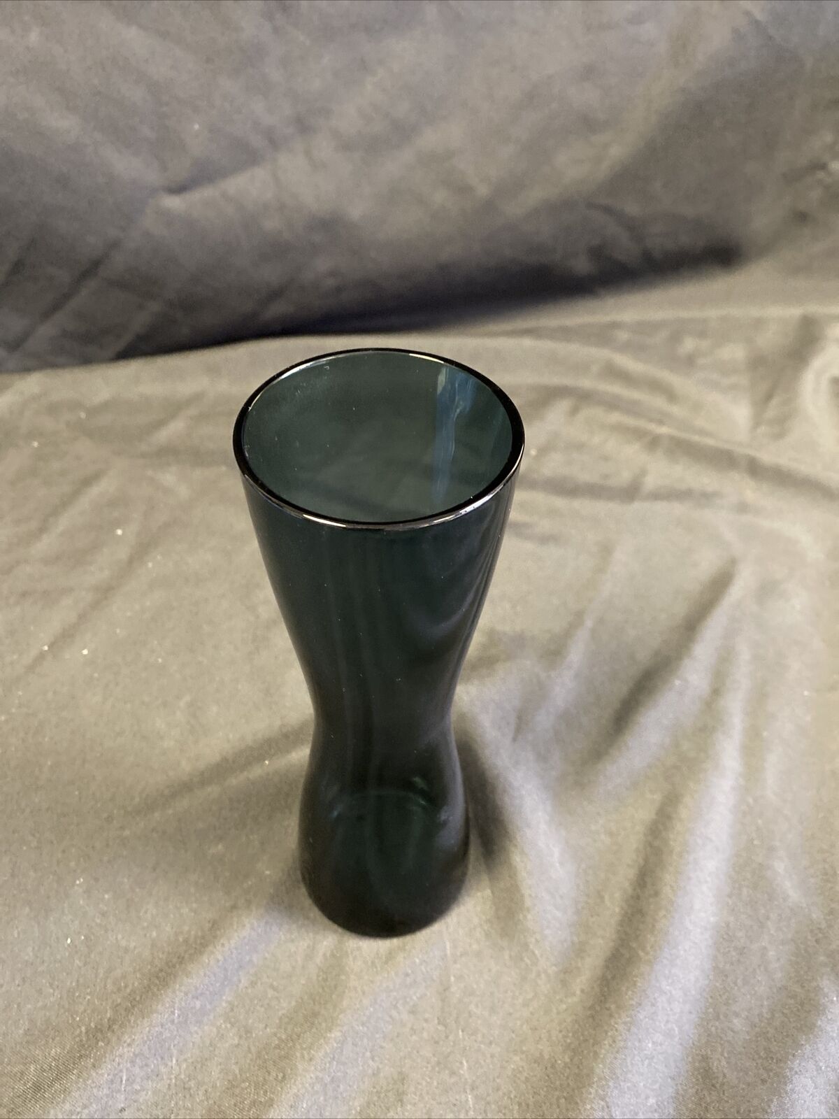 Retro 60's blue glass designer vase 20cm Tall perfect condition - (7740