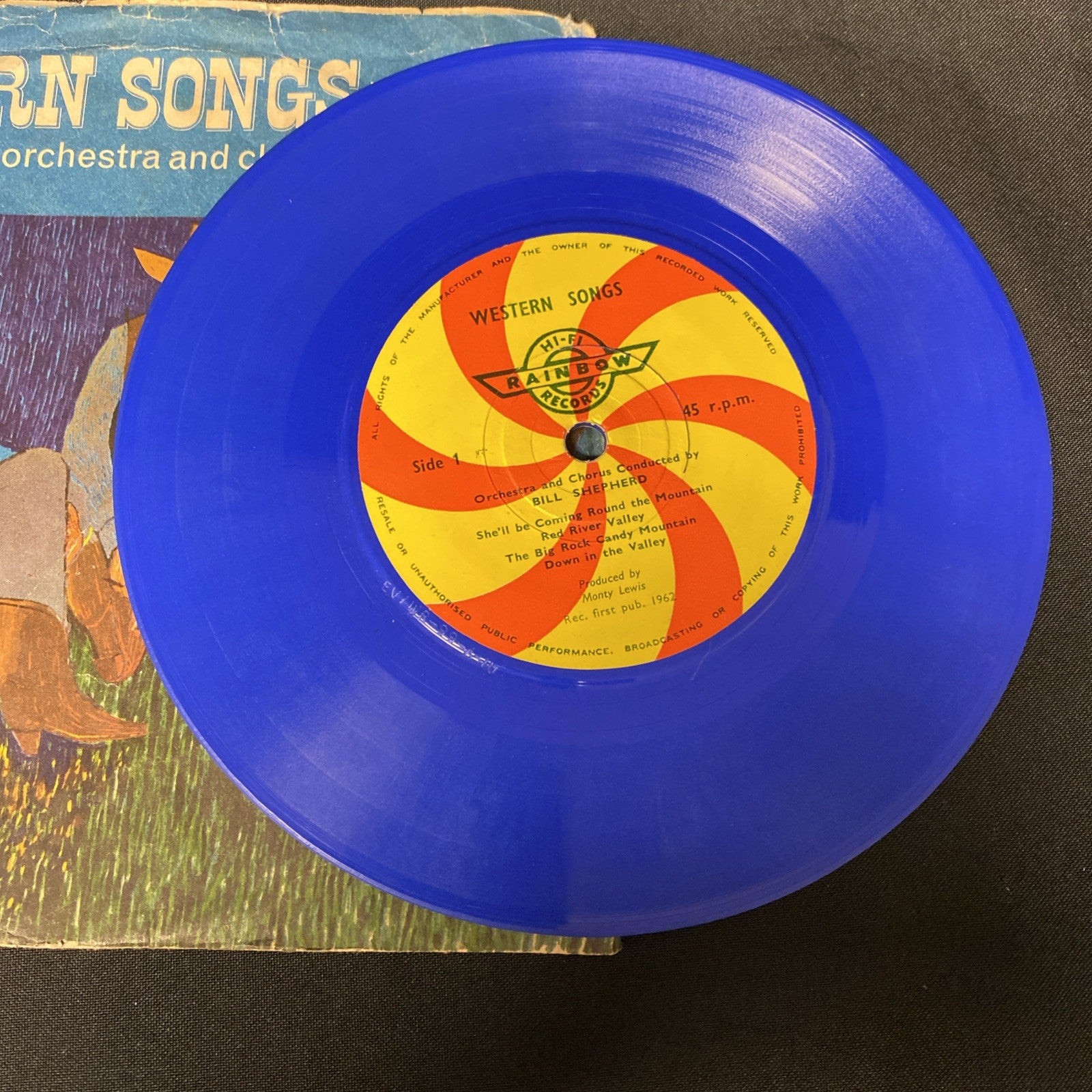 VINYL RECORD - Hi Fi Rainbow Records Western Songs BLUE Vinyl 7" - (1442