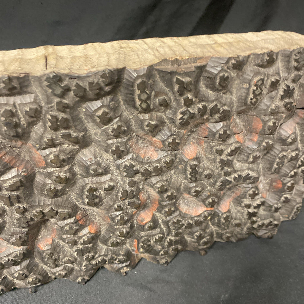 Antique Textile / Wallpaper Printing Block Large Carved Wood - (1026)