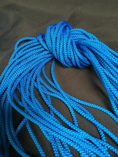 Woven Rope NYLON CORD 4mm BLUE - 1 Metre x 25 Para Cord  Macramé Camping (7089