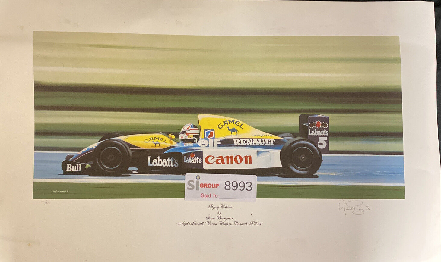 Flying Colours - Ivan Berryman Ltd Ed /500 print 1991 F1 Nigel Mansell Williams