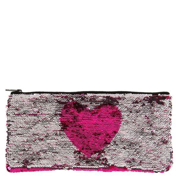 BULK BUY 12 x Large Heart reversible sequin pencil / beauty case - Paperchase