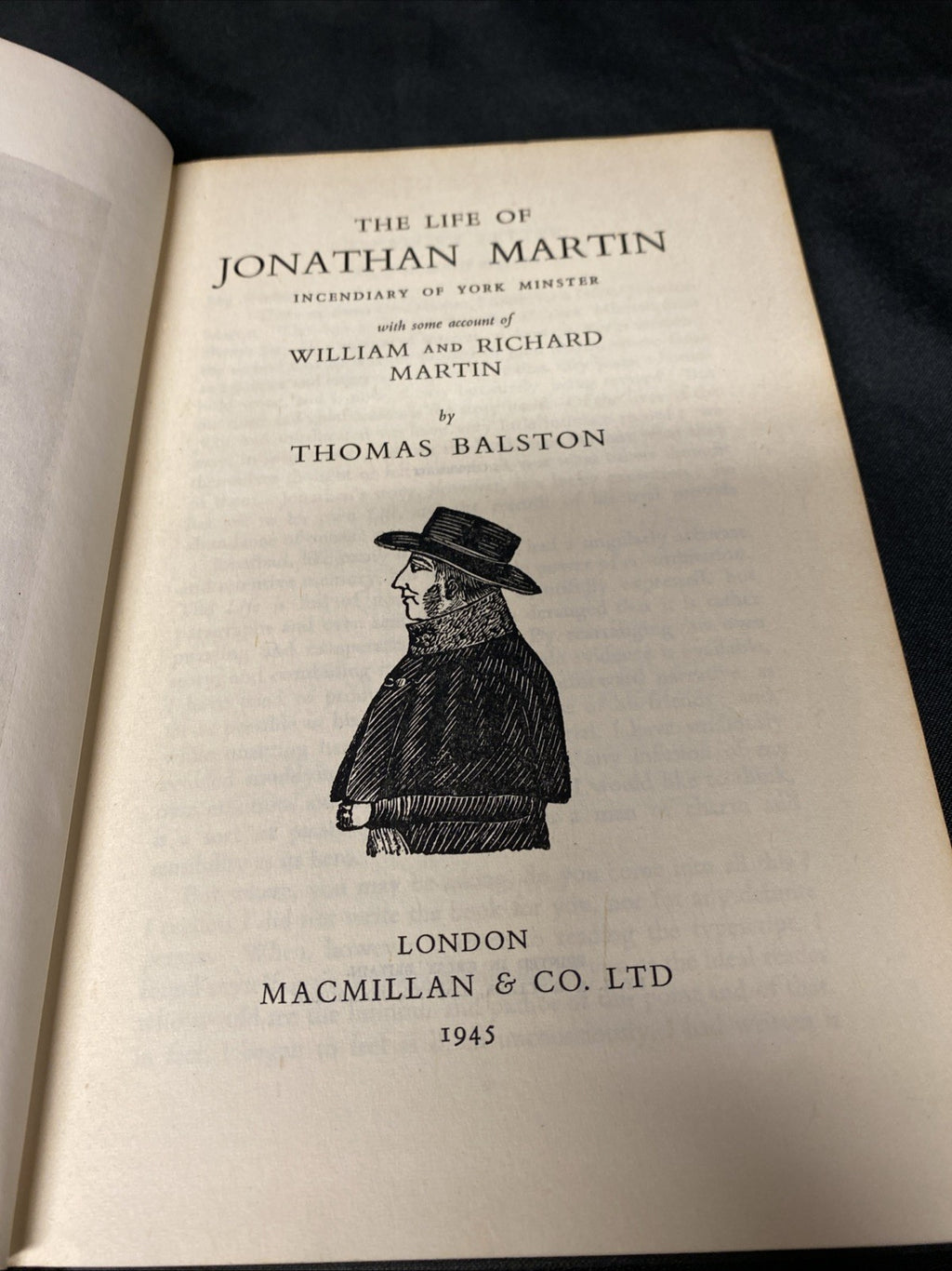 Book - The Life of Jonathan Martin Incendiary of York Minster - Balston 1945 (1516)