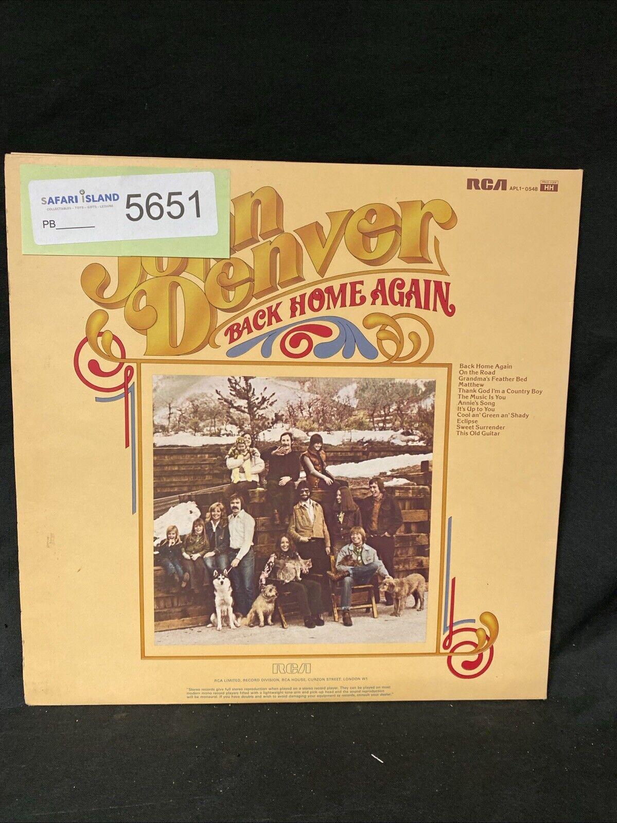 VINYL RECORD - John Denver - Back Home Again - 1974 Album Ex Cond - (5651)