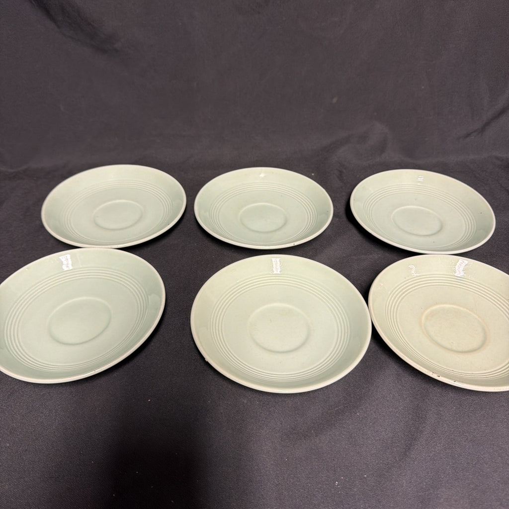 Wood's Ware Beryl Utility Green 1940's Ceramic Tea Saucer x 6 - (1919) 