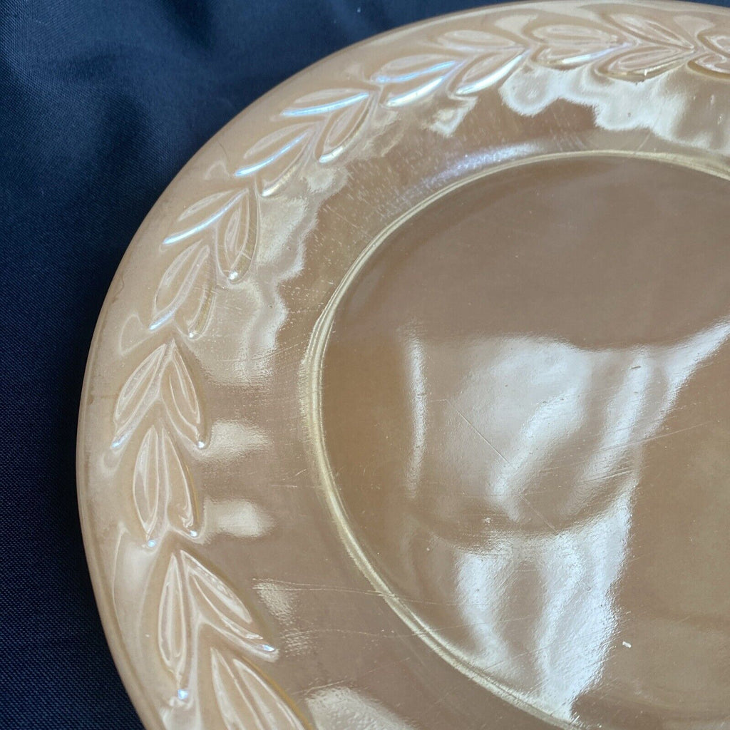 Vintage FIRE KING Oven Ware PEACH LUSTRE c1950 Glass USA Laurel Plate 9" - (9061)