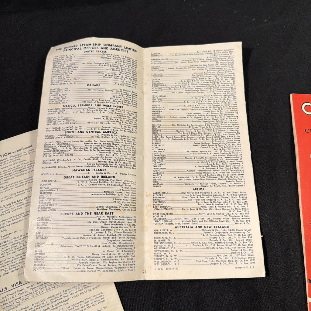 Cunard Line White Star Sailings and costs brochures leaflets dated 1953 - (2053)